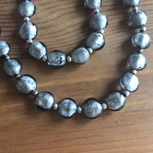 Silver glass bead Necklace & Bracelet Set
